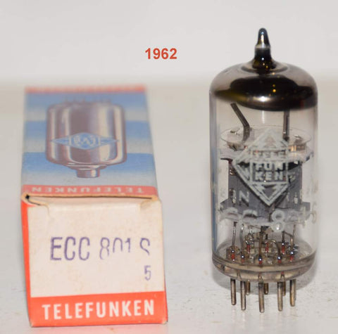 (!!!) (Single) ECC801S=12AT7 Telefunken Germany <> bottom NOS 1962 (7.6/7.9ma)