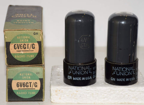 (!!!!) (BEST PAIR #1) 6V6GT=VT-107A National Union coated glass NOS 1950 era (47.5ma and 48ma) 1-3% matched