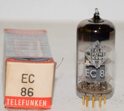 (!!) (BEST OVERALL SINGLE) EC86 Telefunken Germany <> bottom gold pins NOS 1961 (15.5ma) (Highest mA and Gm)