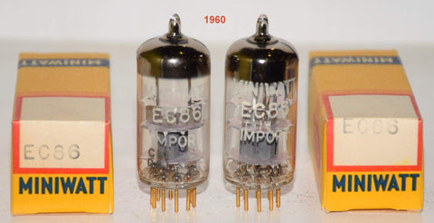 (!!) (BEST PAIR #1) EC86 Philips Import by Valvo Germany gold pins NOS 1960 (16.8ma and 17.0ma) (Highest Ma and Gm)
