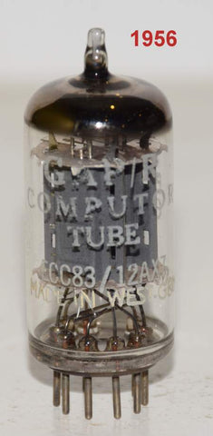 (!!!!) (Best Value Single) ECC83=12AX7 Telefunken Germany <> bottom ribbed plates branded GAP/R Computor tube used/good 1956 (Gm=1400/1500 and 0.8/0.9ma) 1-5% section balance