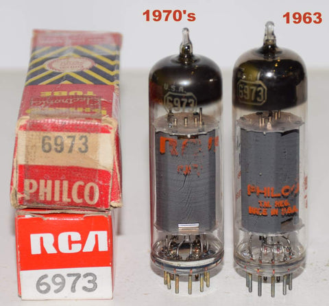 (!!!!) (BEST PAIR) 6973 RCA gray plate NOS 1960's - 1970's same build (48.5ma and 50.6ma)