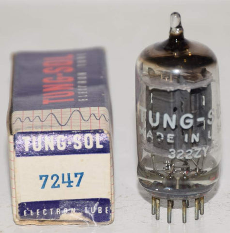 (!!) 7247=12DW7 GE branded Tungsol tall gray ribbed plates NOS 1960's (1.0ma and 10.4ma)