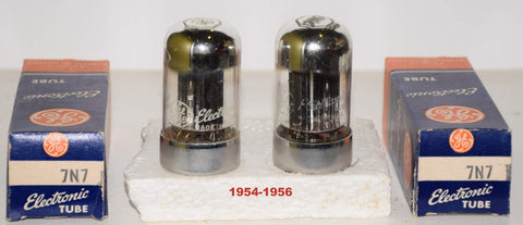 (!!!!) (Recommended Pair) 7N7 Sylvania branded GE chrome top NOS 1954-1956 (7.4/7.0ma and 7.4/7.2ma) 1-2% matched