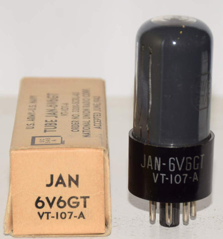 (!!) (Best Single) 6V6GT=VT-107A National Union coated glass NOS 1943 (46.2ma)
