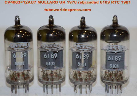 (!!!!) (Best Overall Quad) CV4003=12AU7=6189 Mullard UK NOS 1978 rebranded 