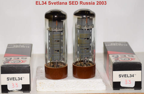 (!!!!) (Best Pair #2) EL34 Svetlana SED Russian NEW 2003 (81.5ma and 81.8ma)