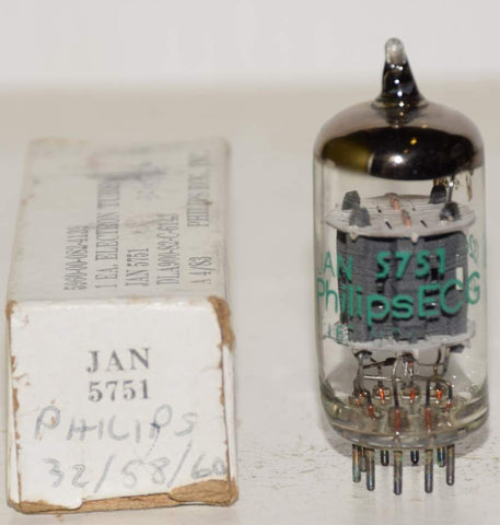 (!!) JAN-5751 Sylvania branded Philips NOS 1983 (2.4/2.5ma) 1-2% section balance (High Gm) (Mapletree)