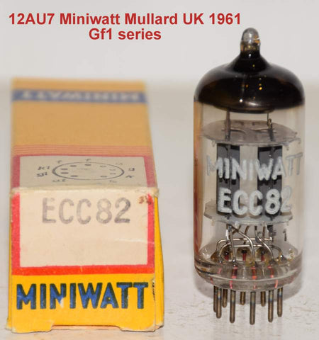 (!!!!) (Best Single 1961) 12AU7=ECC82 Miniwatt Mullard UK NOS 1961 (9.8/10.2ma) (Gf1 series) (smooth rich sound)