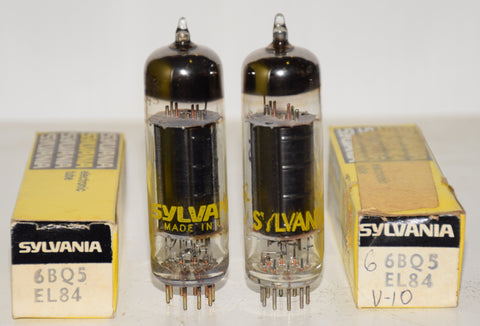 (!!!) (PAIR) 6BQ5 Sylvania black plate NOS 1970 era (46ma and 48.5ma)
