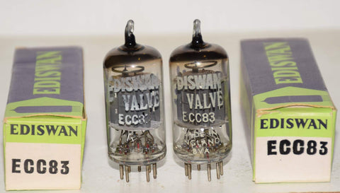 (!!!!) (Best Pair #2) ECC83=12AX7 BRIMAR EDISWAN VALVE England gray ribbed plates