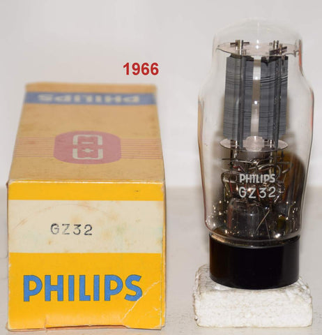 (!!!) (Best Single) GZ32 Philips by Mullard UK gray plates O getter NOS 1966 (60/40 and 60/40) 1% section balance