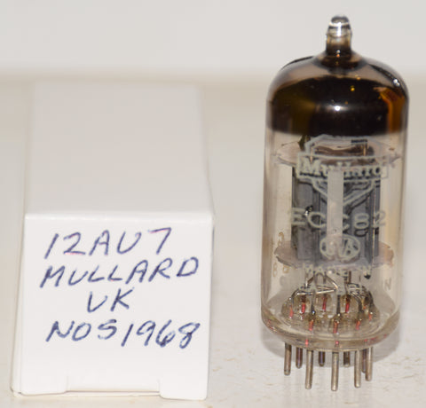 (!!!!) (Single) ECC82=12AU7 Mullard BVA UK NOS ribbed plates 1967 in Kradlepack box (9.2/9.4ma)