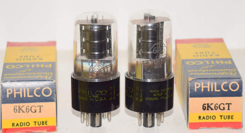 (!!) (PAIR) 6K6GT Philco by Sylvania NOS 1950-1951 (53.5ma and 57ma)
