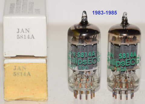 (!!!!) (Best Pair #2) 5814A Philips JAN NOS 1983-1985 (8.2/9.8ma and 8.4/10ma) 1-3% matched