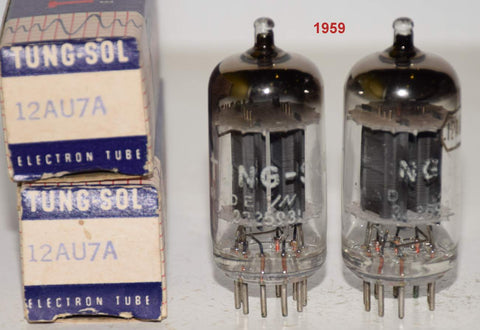 (!!!!) (Best Tungsol Pair 1959) 12AU7A Tungsol ribbed plates NOS