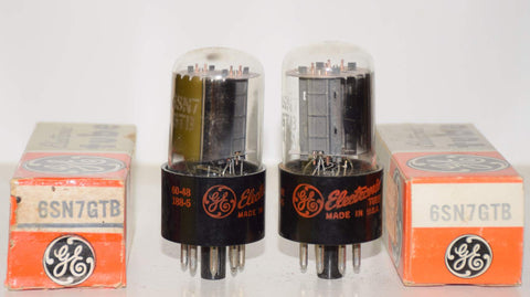 (!!!!) (Best Value Pair) 6SN7GTB GE NOS 1960-1962 (7.0/6.8ma and 7.2/6.8ma) (smooth) (Schiit Freya, Rogue)