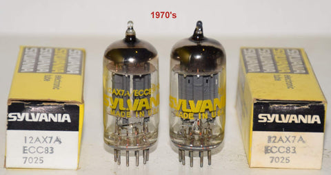 (!!!!) (Best Pair #1) 12AX7A Sylvania NOS 1970's (2.3/2.0ma and 2.1/2.3ma)