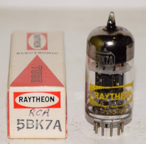 (!!!) (Best Single) 5BK7A RCA branded Raytheon black plates NOS 1960's (14/14.3ma) (Highest Ma and Gm)