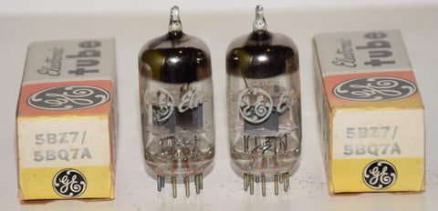 (!) (BEST PAIR) 5BZ7=5BQ7A GE gray plates NOS 1971 (10.8/10.6ma and 10/9.3ma)