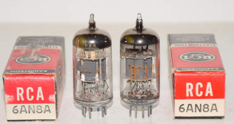 (!!) (BEST PAIR) 6AN8A RCA NOS 1960's - 1970 era (16.6/13.4ma and 17ma/13.8ma)