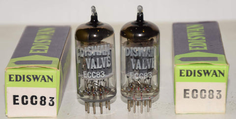 (!!!!) (Best Pair #1) ECC83=12AX7 BRIMAR EDISWAN VALVE England gray ribbed plates