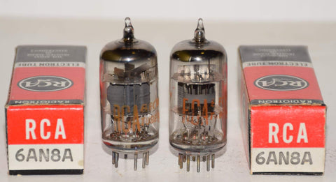 (!!) (Best Pair #2) 6AN8A RCA NOS 1960's (17.8/14.8ma and 16.8/16.6ma) (Close Gm matching)
