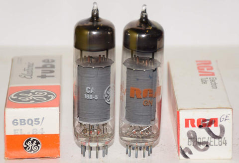 (!!!!) (Best Pair #3) 6BQ5 GE NOS 1970's-1982 same build (51ma and 55.6ma)