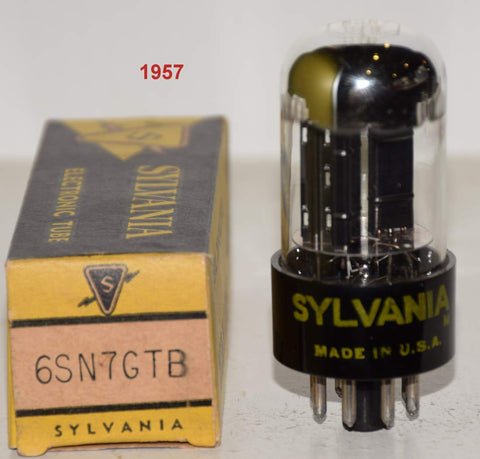 (!!!) (Single) 6SN7GTB Sylvania chrome top NOS 1957 (8.2ma and 9.6ma)