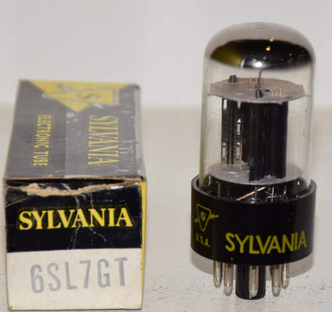 (!!!) (Best Single) 6SL7GT Sylvania round black plates NOS 1960's (2.3/2.2ma) (Same Gm)