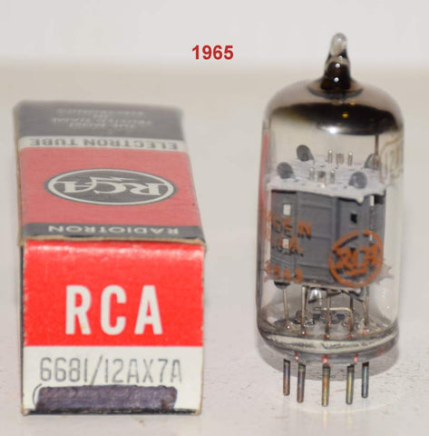 (!!!!) (Best Single #1) 12AX7A RCA ribbed plates NOS 1965 (Gm=1800/1600, 1.4/1.0ma)