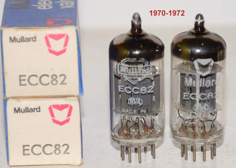 (!!!!!) (Best Pair #3) 12AU7=ECC82 Mullard UK ribbed plates NOS 1970-1972 (11/10ma and 9.6/10.2ma) (Rogue, Hovland, Audio Note, Prima Luna) (Same Gm)