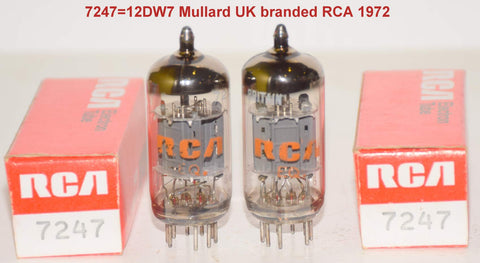 (!!!!) (Best Pair #3) 7247=12DW7 Mullard UK NOS rebranded RCA 1972 (1.0/11.4ma and 0.9/10.8ma) 1-3% matched