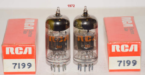(!!!) (Best Pair) 7199 RCA Black Plates NOS 1972 (14.5/7.2ma and 14.2/6.0ma)