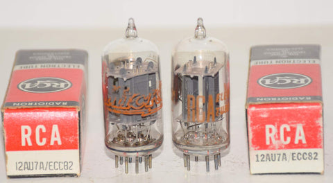 (!!!!) (Best Pair #1) 12AU7A RCA clear top NOS and like new 1960's (9.2/8.6ma and 10/8.6ma) (Close Gm matching) (Best audio grade 12AU7)