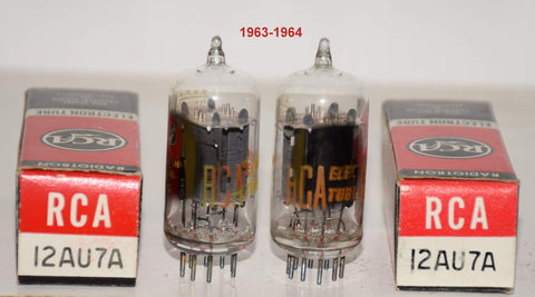 (!!!!) (Best Pair #1) 12AU7A RCA clear top NOS 1963-1964 (8.4/8.6ma and 8.2/8.4ma) (Close Gm matching) (Best audio grade 12AU7)