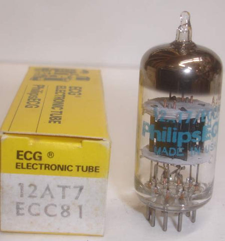 (!) (#1 12AT7 Value) 12AT7 Sylvania branded Philips black plates NOS 1970's (7.6/8.2ma)