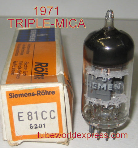 12AT7=E81CC=6201 Siemens triple mica NOS 1971 (12/15.8ma)