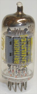 (!!) (#1 12AU7A Raytheon 1960's single) 12AU7A Raytheon Uniline gray ribbed plates