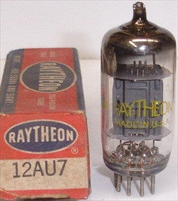 (!!) (#1 12AU7 Raytheon from 1954) 12AU7 Raytheon gray ribbed plates 