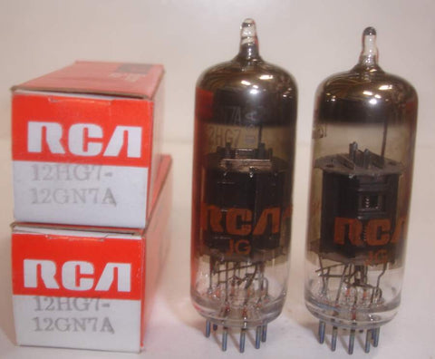 (!) (PAIR) 12HG7=12GN7A Sylvania branded RCA coated glass NOS (51ma and 52ma)