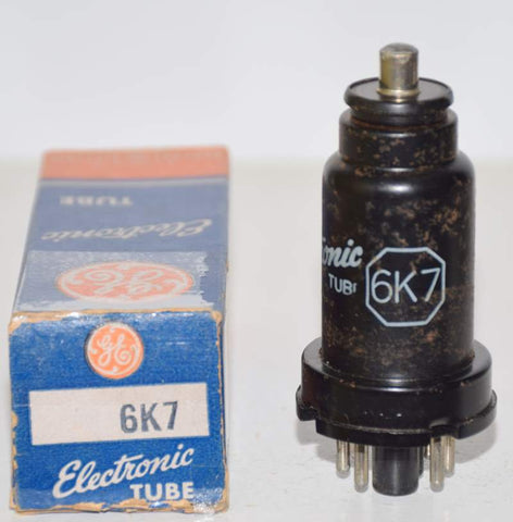 6K7 GE metal can NOS 1952 tarnished metal can (10.2ma)