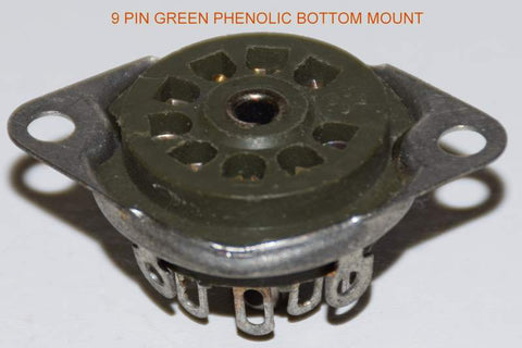 9 pin US made bottom mount green phenolic sockets NOS (0 in stock) sold out