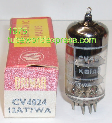 (!!) CV4024=12AT7WA Brimar NOS square black plates 1975 (9.6/14.4ma)