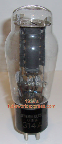 (!!!) 314A Western Electric Engraved base NOS 1930's slightly tilted glass in base (full-wave rectifier) (56/40 and 62/40)