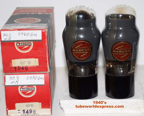 (!!!!) (Recommended Pair) 6F6G Marconi Spain NOS 1940's (33.2ma and 34.2ma)