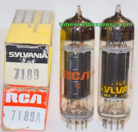 (!!!!) (Best Pair) 7189 Sylvania black plates NOS 1970 era (42ma and 46ma)