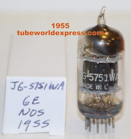 (!!!!) (Recommended Single) JG-5751WA GE NOS black plates triple mica D getter halo 1955 (2.1/2.5ma)