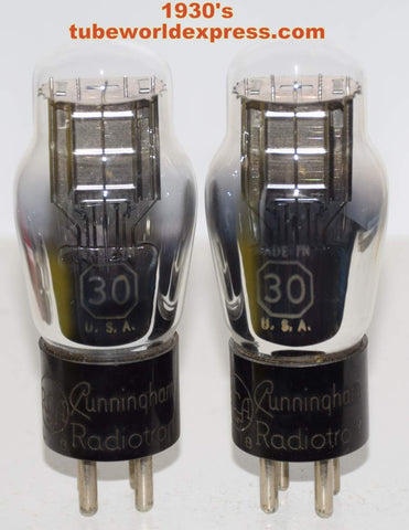 (!!!) (Recommended Pair) 30 RCA Cunningham engraved base 1930's low hours/test like new (3.3ma and 3.4ma)