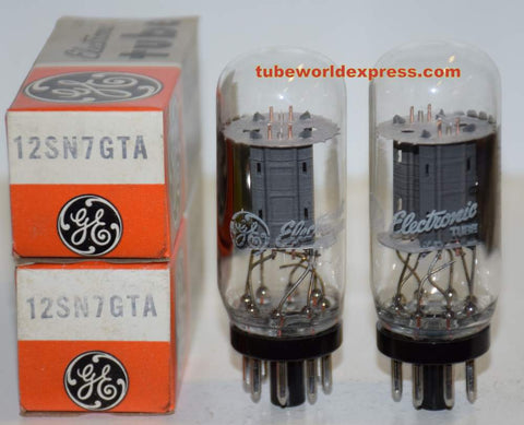(!!!!) (Best GE Pair) 12SN7GTA GE coin-base side getter NOS 1980 (9.2/9.6ma and 9.2/9.4ma) 1-2% matched